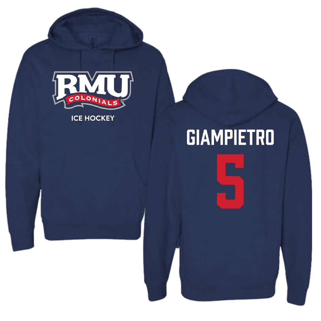 Robert Morris University Ice Hockey (W) Navy Hoodie - #5 Alaina Giampietro