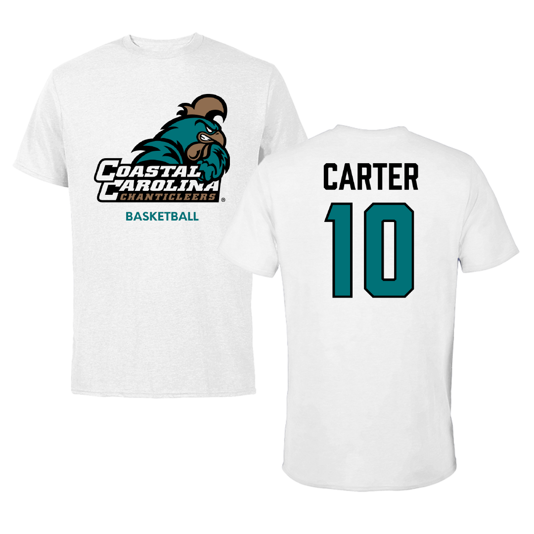 Coastal Carolina University Basketball (W) White Tee - #10 Dalanna Carter