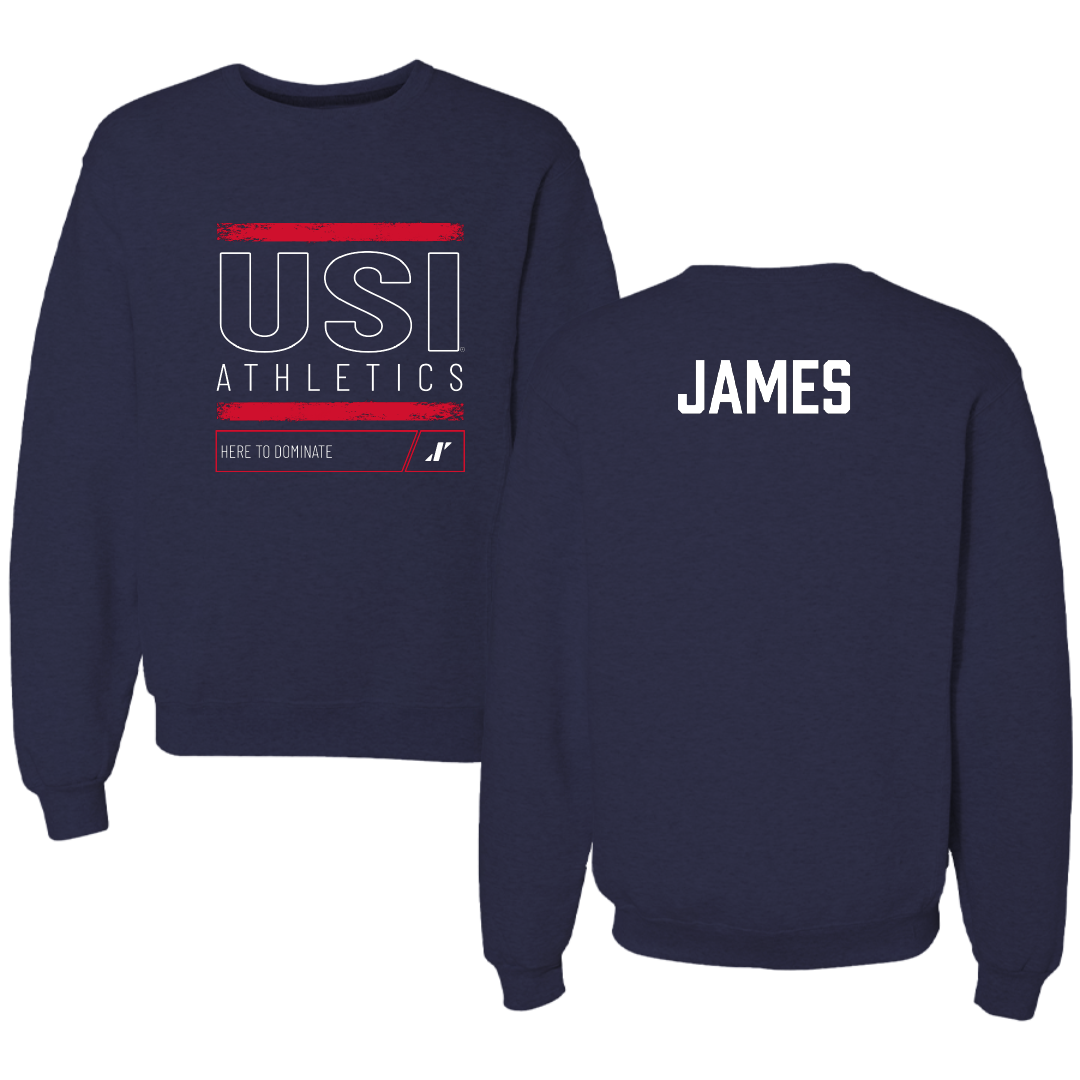 University of Southern Indiana Swimming & Diving Navy Dominate Crewneck - Cameron James