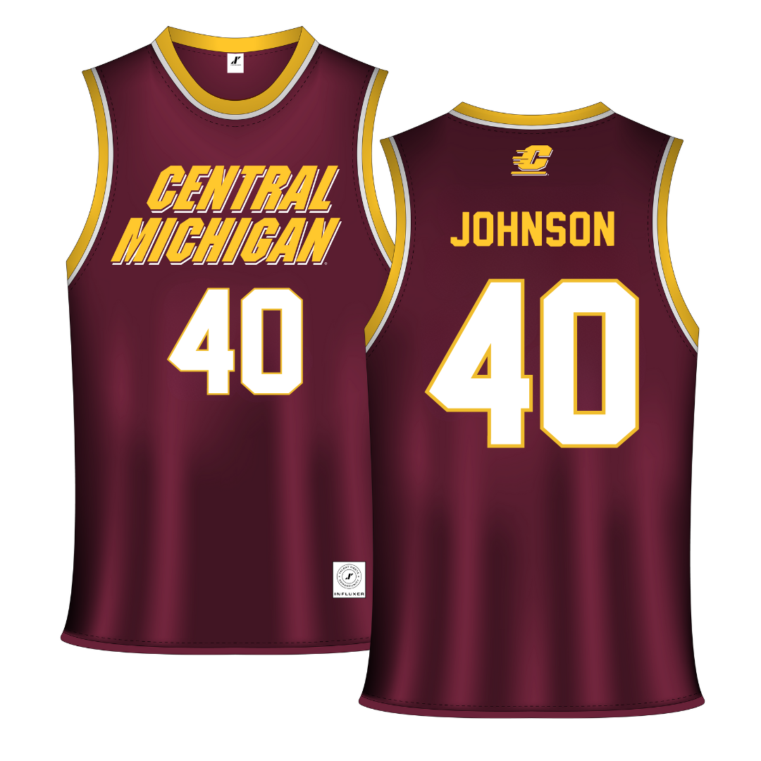 Central Michigan University Maroon Basketball Jersey - #40 Taylor Johnson