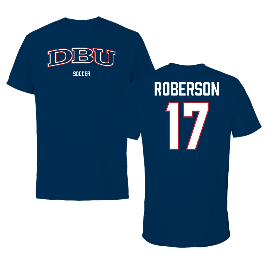 Dallas Baptist University Soccer (W) Navy Tee - #17 Haley Roberson