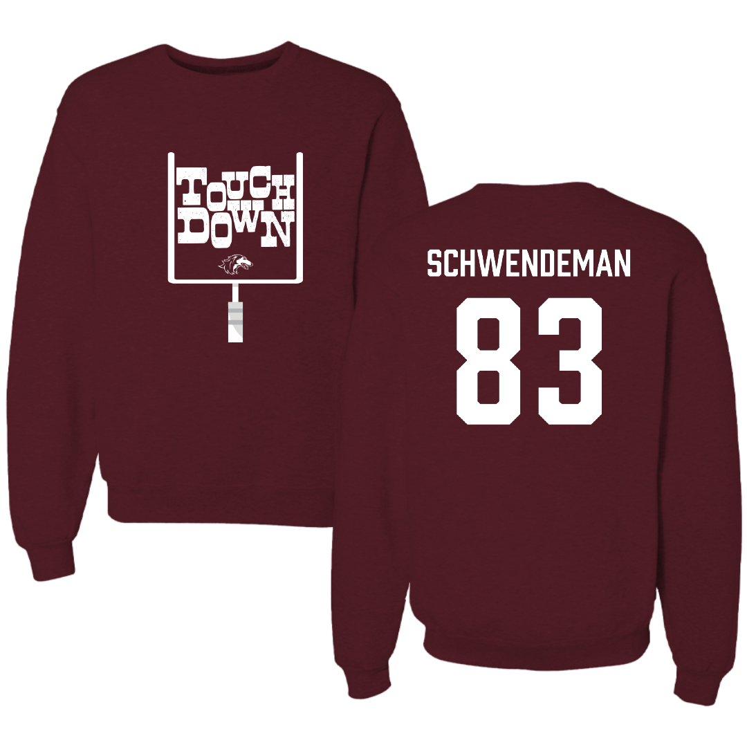 Southern Illinois University at Carbondale Football Maroon Touchdown Crewneck - #83 Ryan Schwendeman