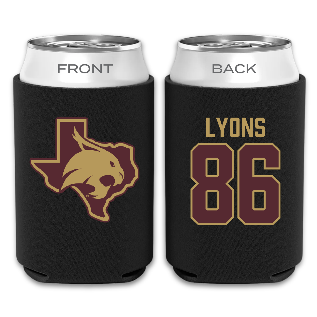 Texas State University Football Black Can Cooler - #86 Titus Lyons