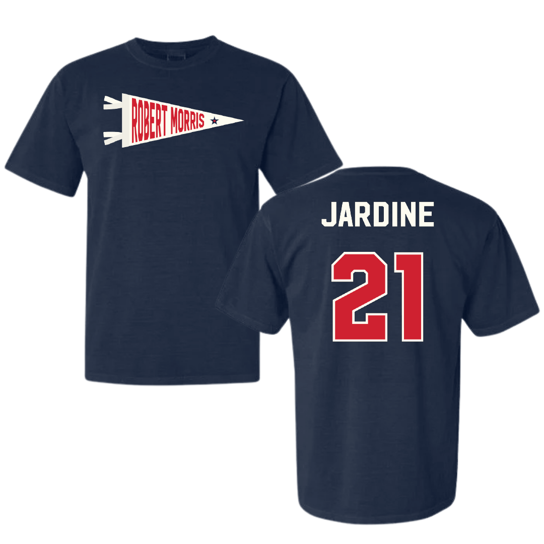 Robert Morris University Softball Navy Pennant Comfort Colors Tee - #21 Makayla Jardine