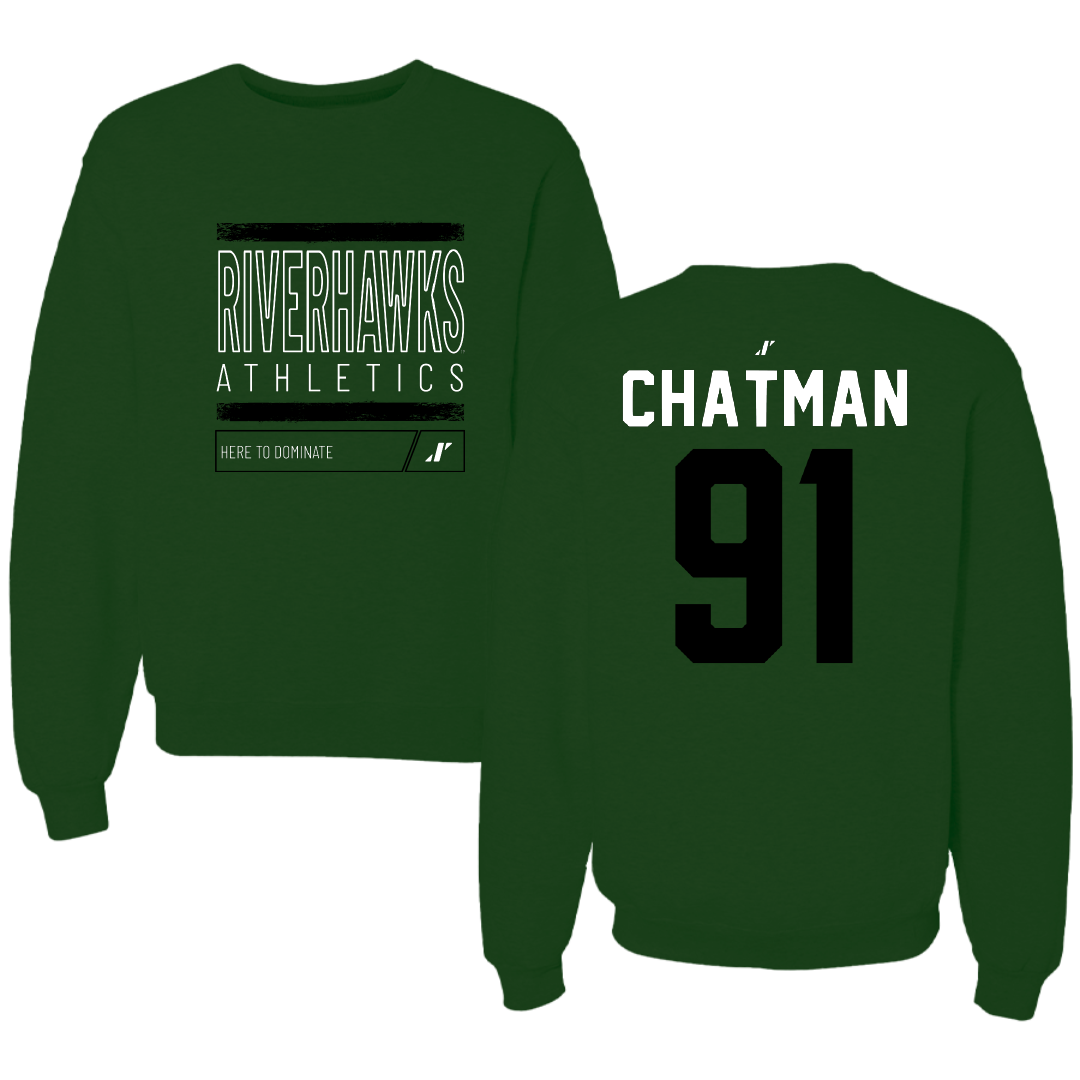 Northeastern State University Football Forest Green Dominate Crewneck - #91 Marquez Chatman