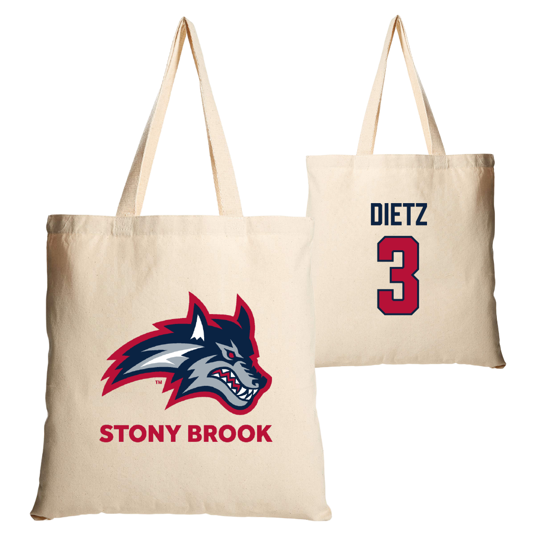Stony Brook University Football Tan Canvas Tote Bag - #3 Marqeese Dietz
