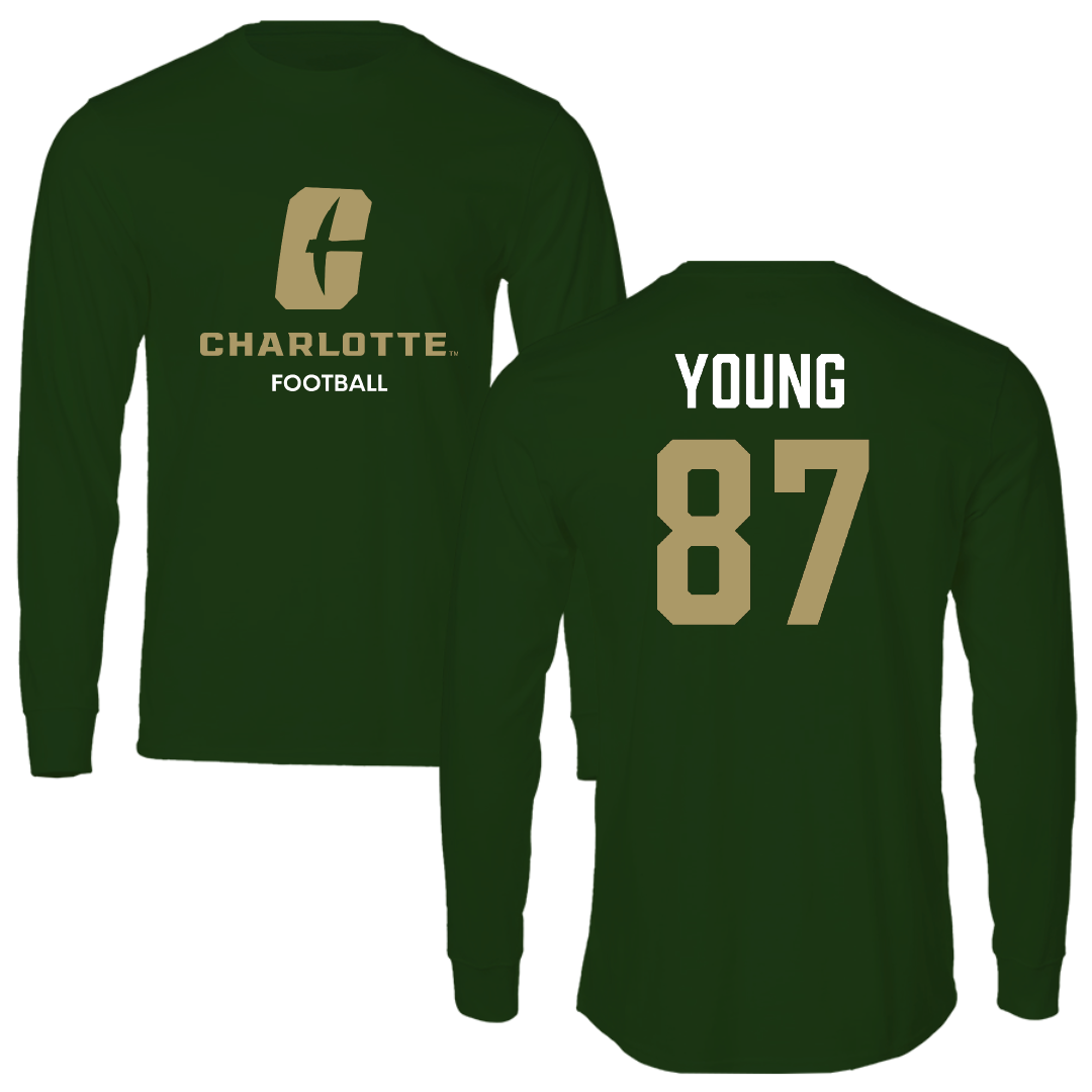 The University of North Carolina at Charlotte Football Forest Green Long Sleeve - #87 Jake Young