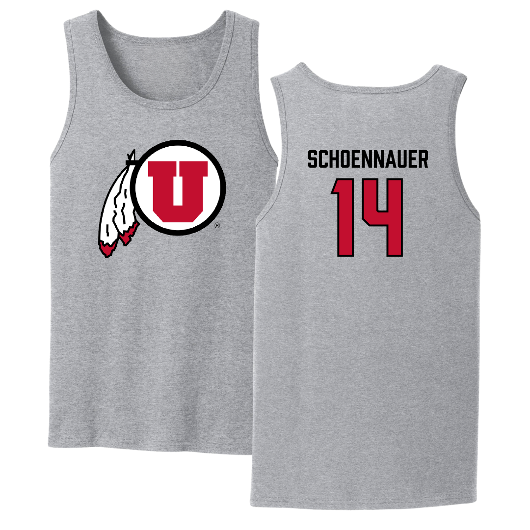 University of Utah Soccer Sport Gray Tank Top - #14 Kennedy Schoennauer