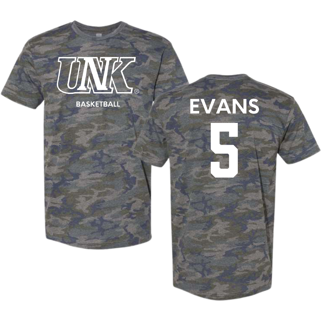 University of Nebraska at Kearney Basketball (M) Vintage Camo Tee - #5 Sean Evans