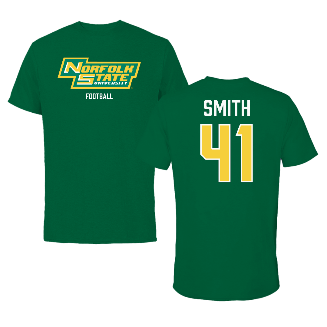 Norfolk State University Football Green Performance Tee - #41 Jayden Smith