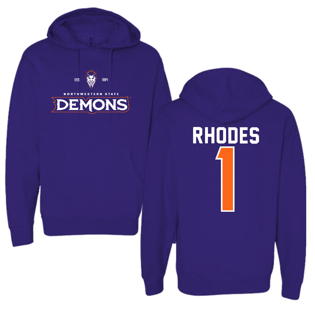 Northwestern State University Football Purple General Hoodie - #1 Dylan Rhodes