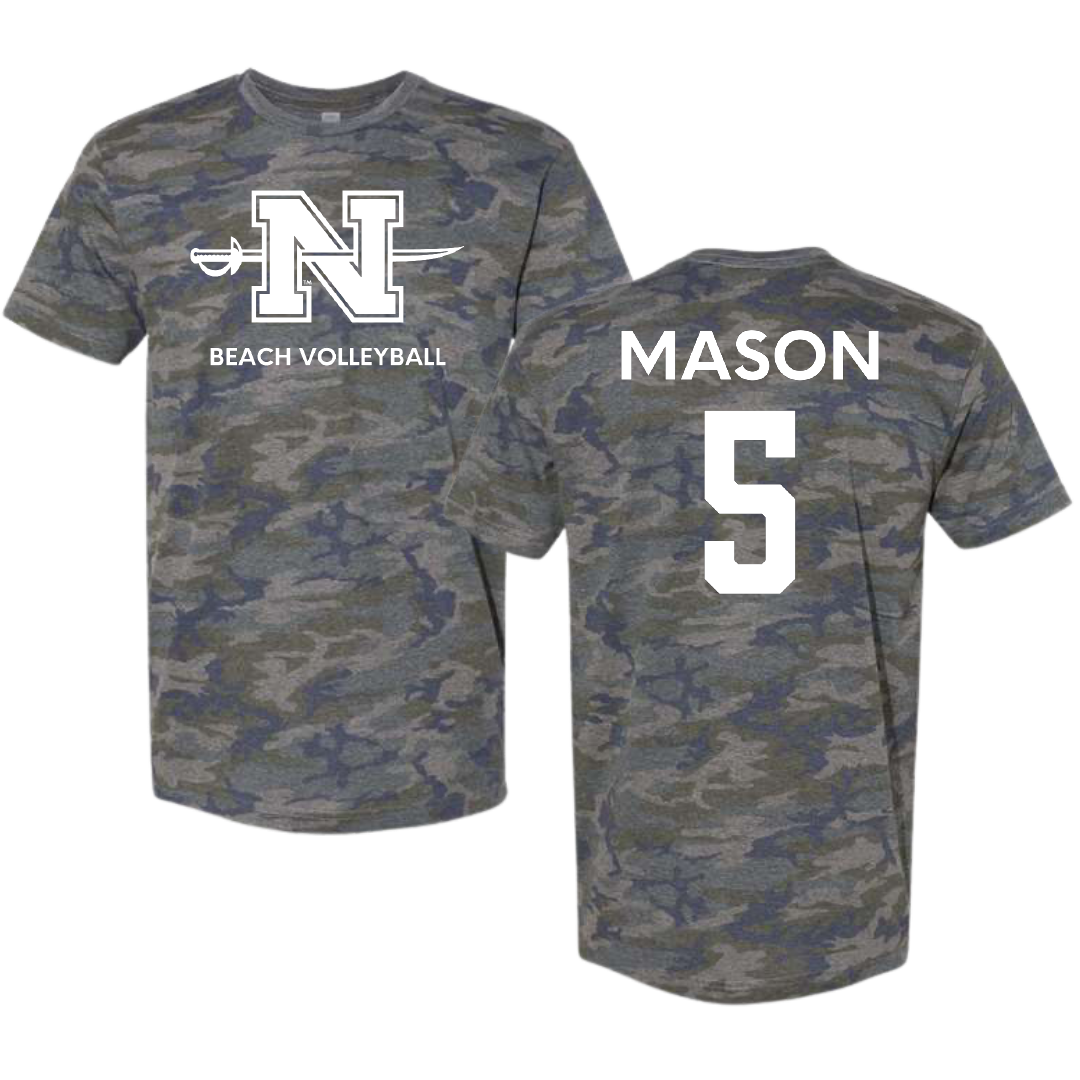 Nicholls State University Beach Volleyball Vintage Camo Tee - #5 Hailey Mason