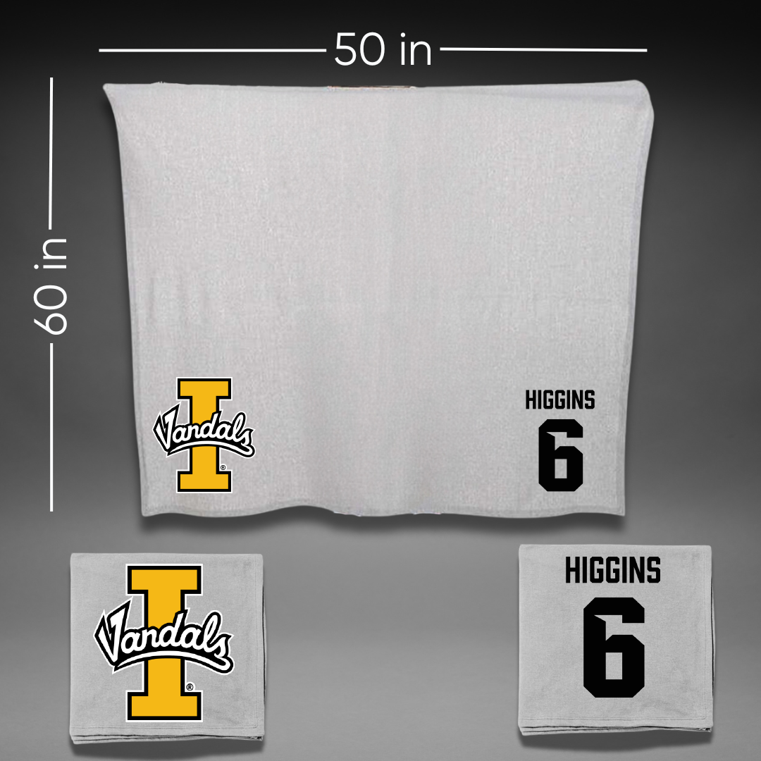University of Idaho Football Gray Vandals Blanket - #6 Trais Higgins