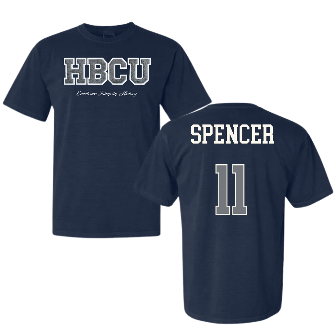 Jackson State University Football Navy HBCU Varsity Comfort Colors Tee - #11 Isaiah Spencer
