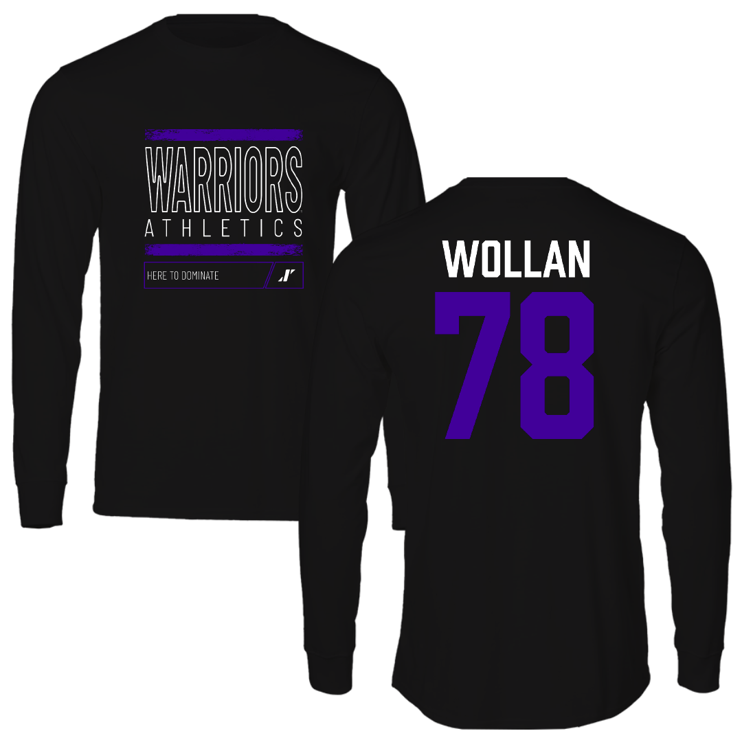 Winona State University Football Black Dominate Performance Long Sleeve - #78 Garit Wollan