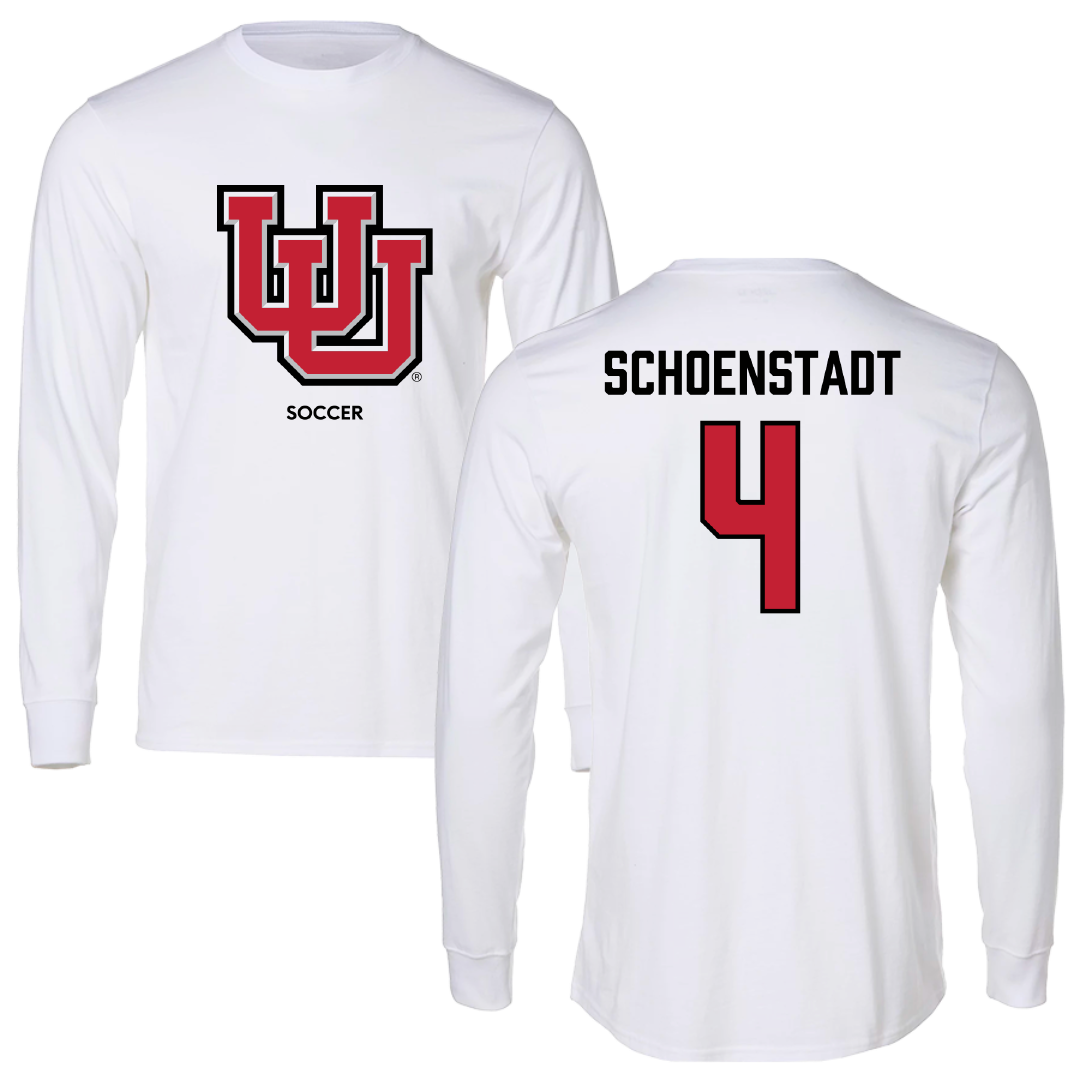 University of Utah Soccer (W) White Block Long Sleeve - #4 Alex Schoenstadt