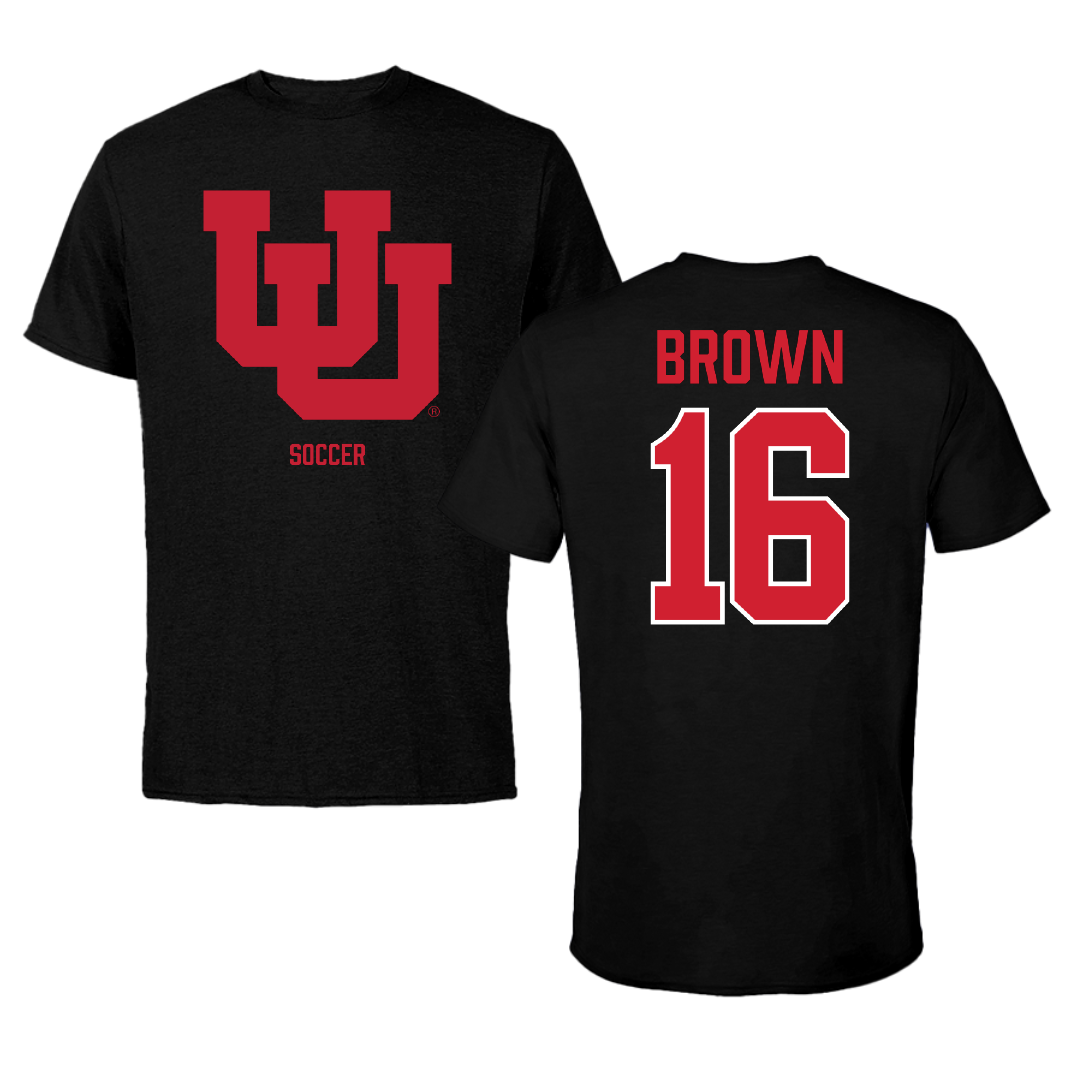 University of Utah Soccer (W) Black Tee - #16 Courtney Brown