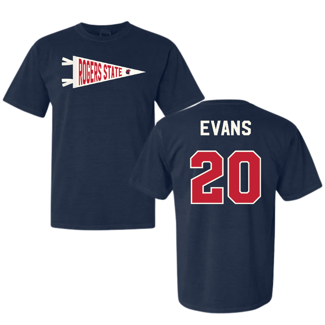 Rogers State University Softball Navy Pennant Comfort Colors Tee - #20 Savannah Evans