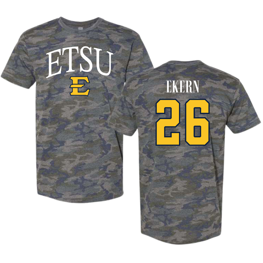 East Tennessee State University Soccer Vintage Camo Tee - #26 Annabelle Ekern