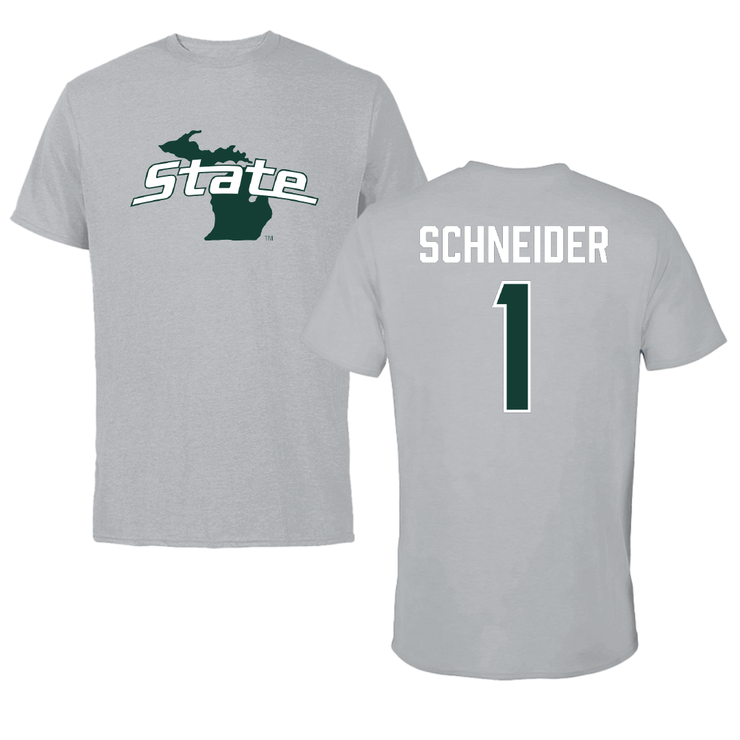 Michigan State University Volleyball Sport Gray State Tee - #1 Lia Schneider