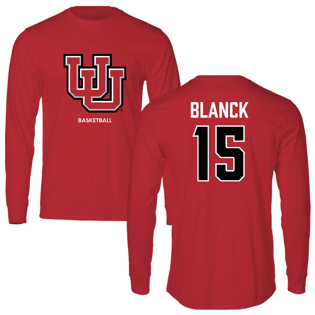 University of Utah Basketball (W) Red Block Performance Long Sleeve - #15 Alyssa Blanck