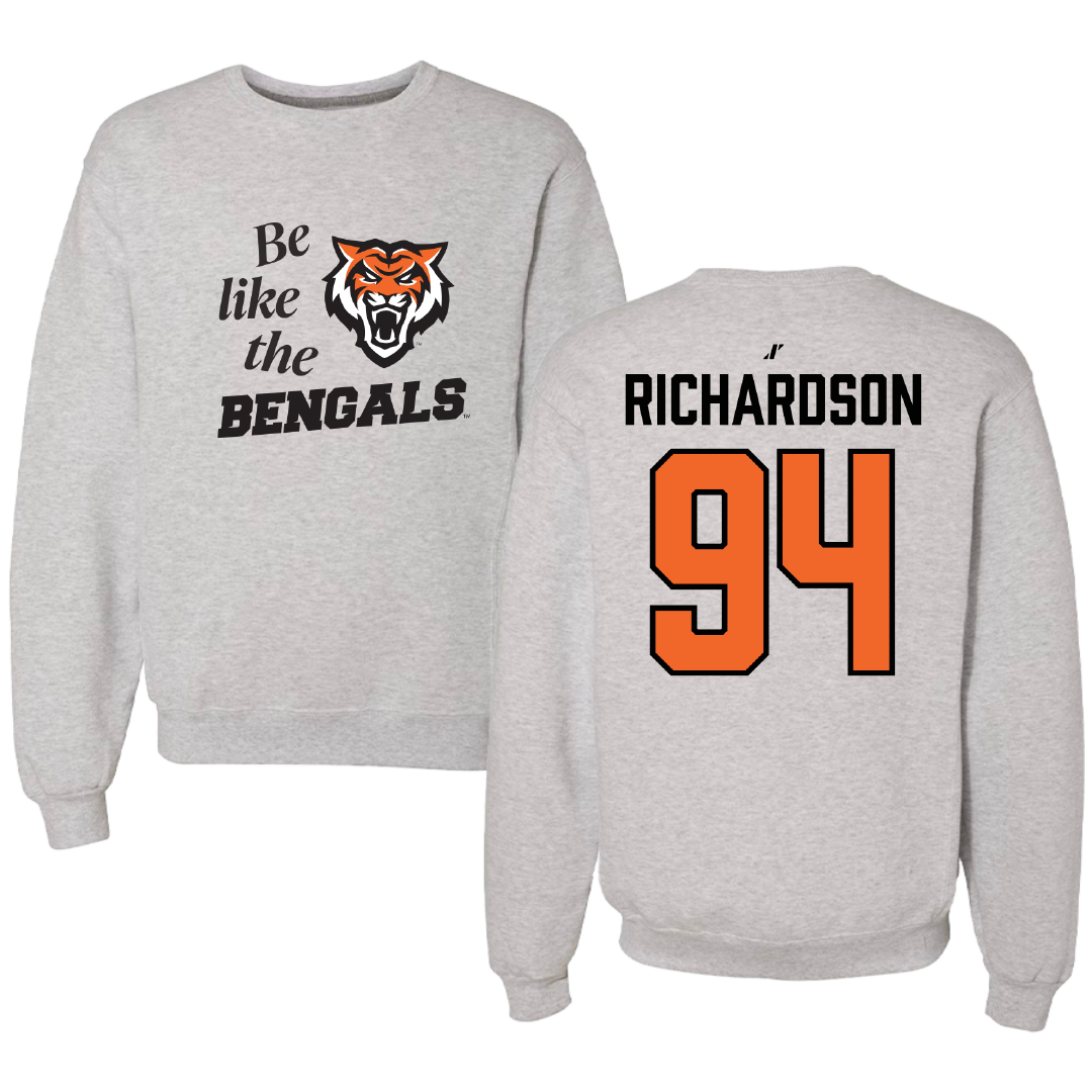 Idaho State University Football Light Gray Be Like Us Crewneck - #94 Malik Richardson
