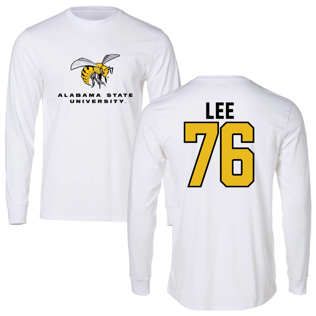 Alabama State University Football White Block Long Sleeve - #76 Marvin Lee