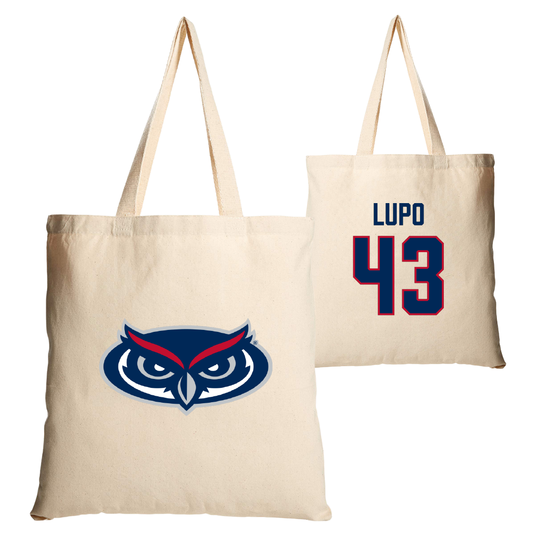 Florida Atlantic University Football Tan Canvas Tote Bag - #43 Logan Lupo