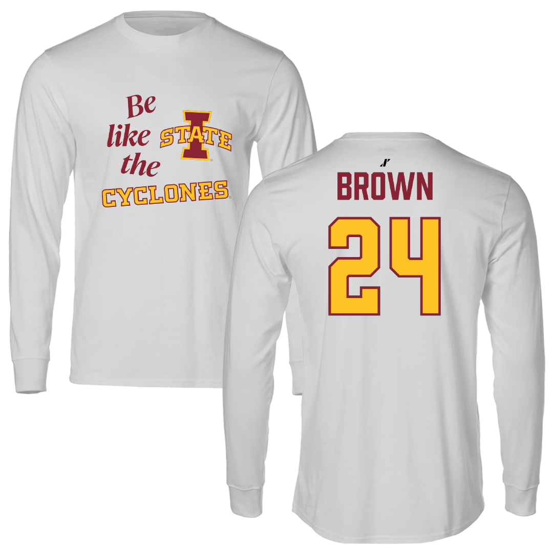 Iowa State University Basketball (W) Light Gray Be Like Us Long Sleeve - #24 Addy Brown