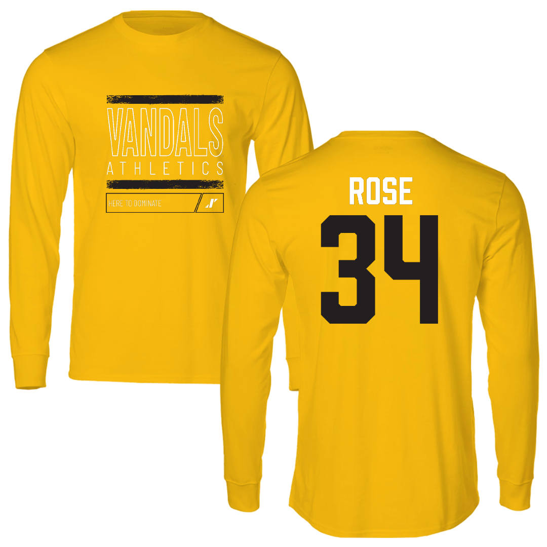 University of Idaho Basketball Gold Dominate Long Sleeve - #34 Kyson Rose