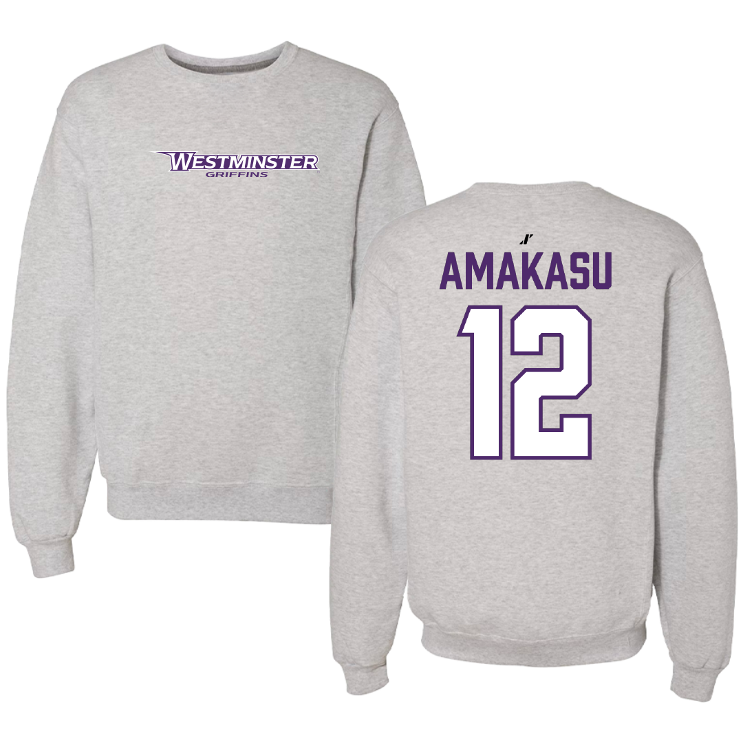 Westminster University (Utah) Basketball Light Gray Crewneck - #12 Peter Amakasu
