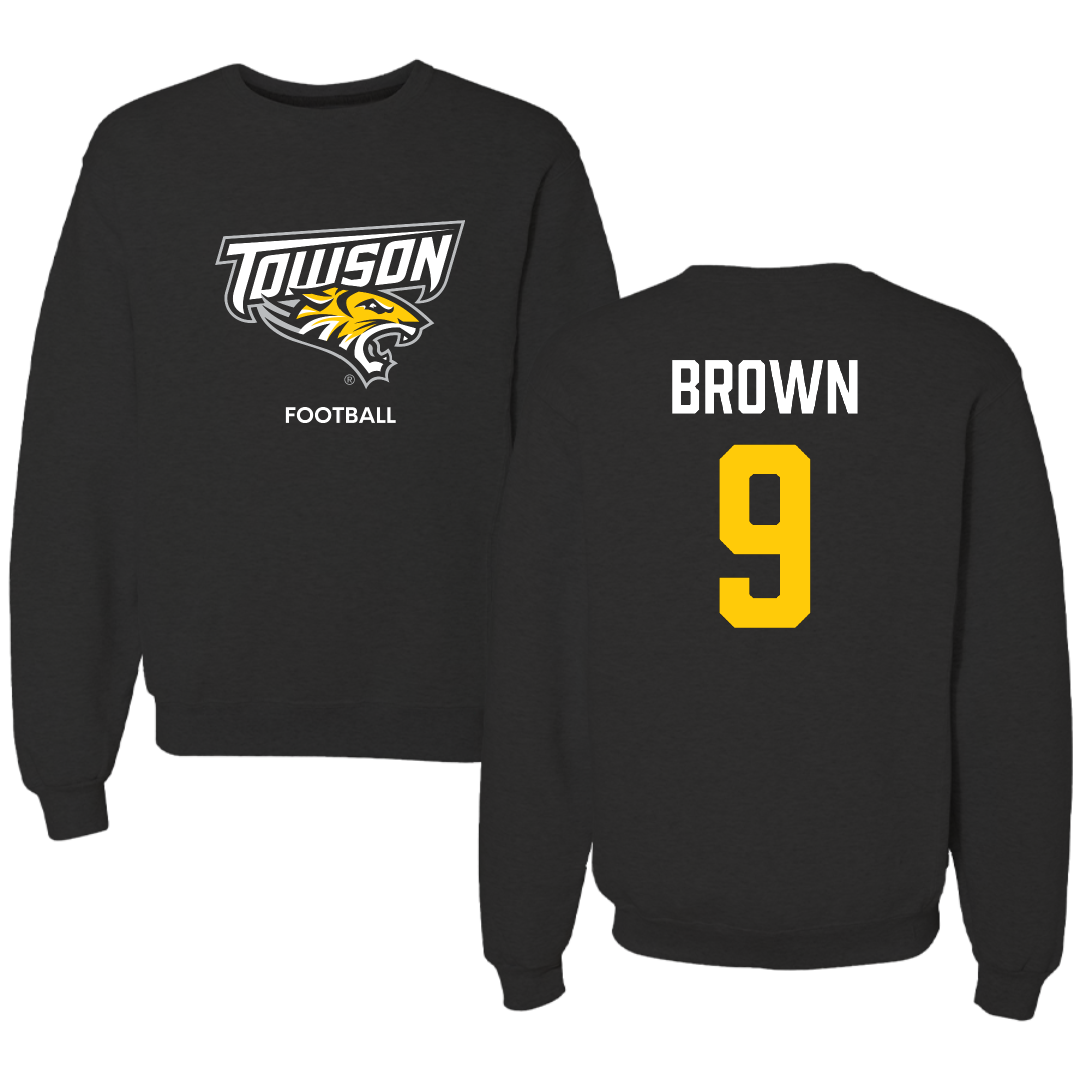 Towson University Football Black Crewneck - #9 Sean Brown