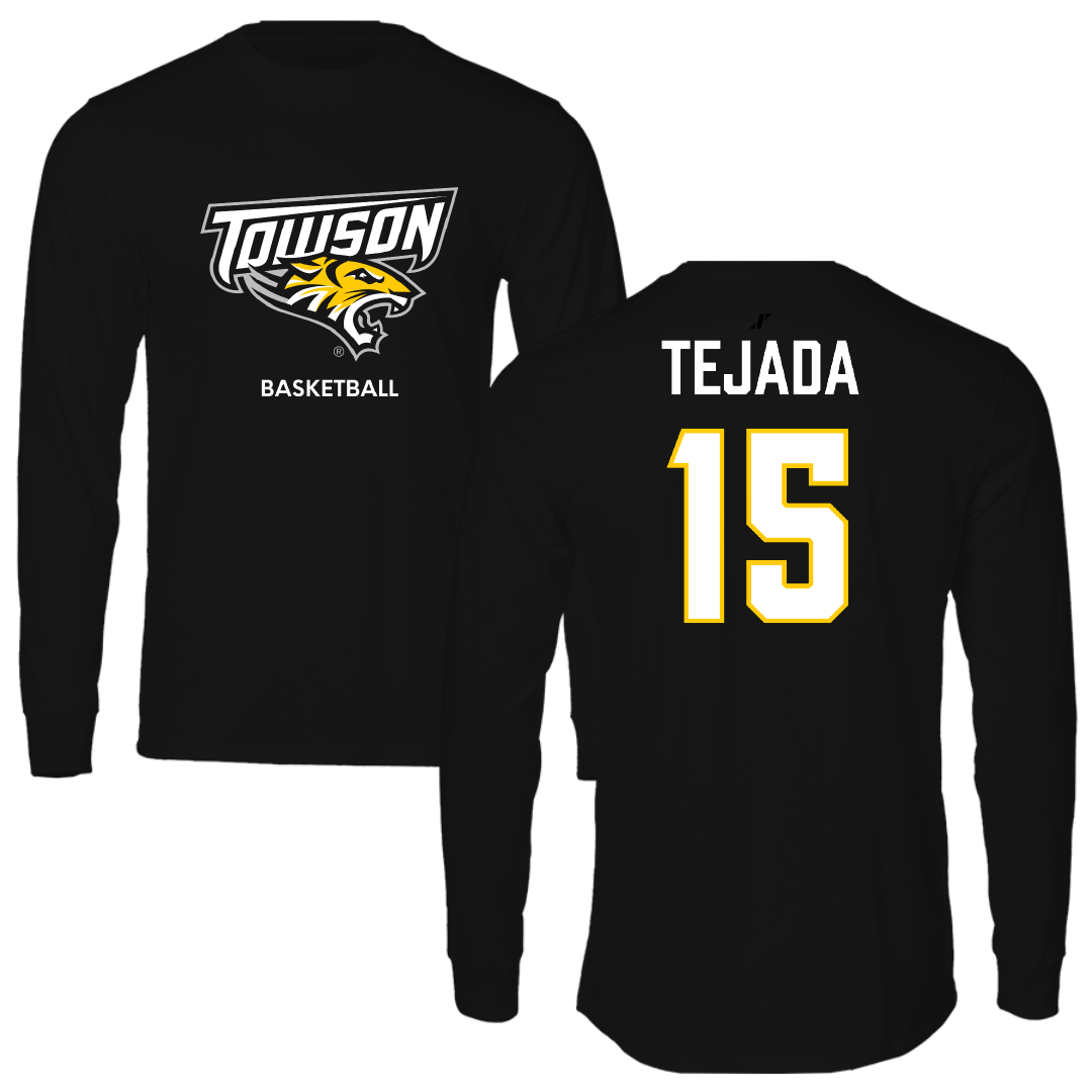 Towson University Basketball (M) Black Performance Long Sleeve - #15 Tyler Tejada