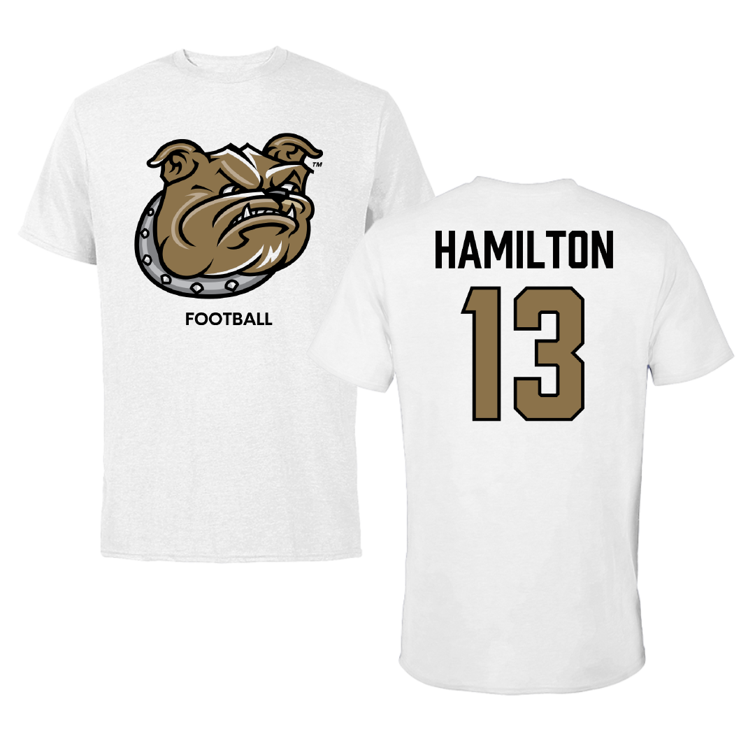 Bryant University Football White Tee - #13 Kaden Hamilton