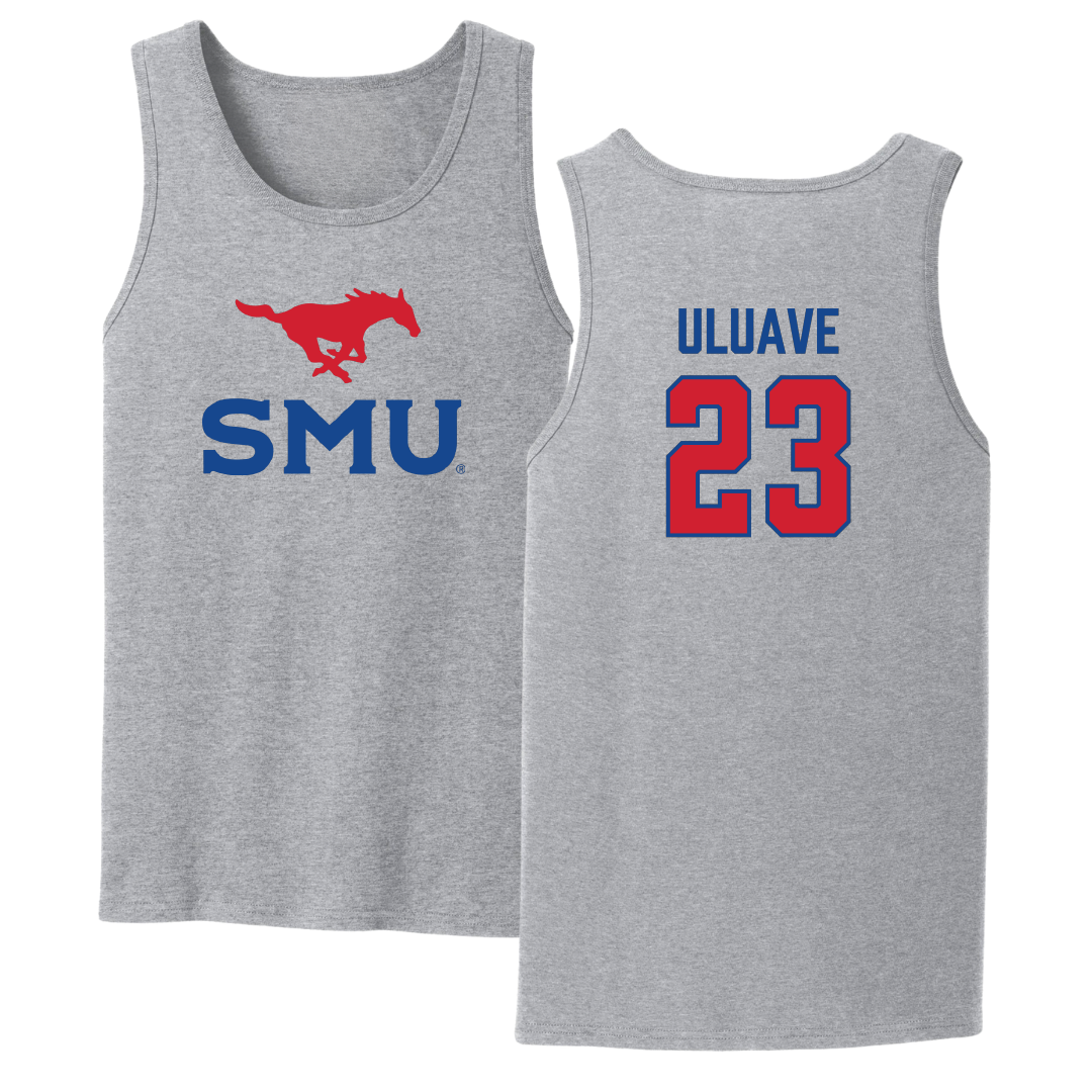Southern Methodist University Volleyball Sport Gray Tank Top - #23 Sina Uluave