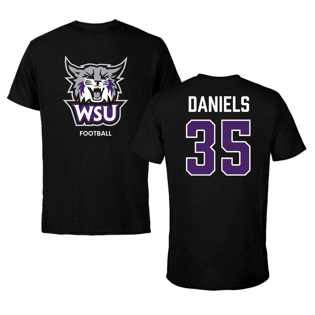 Weber State University Football Black Performance Tee - #35 Rishi Daniels
