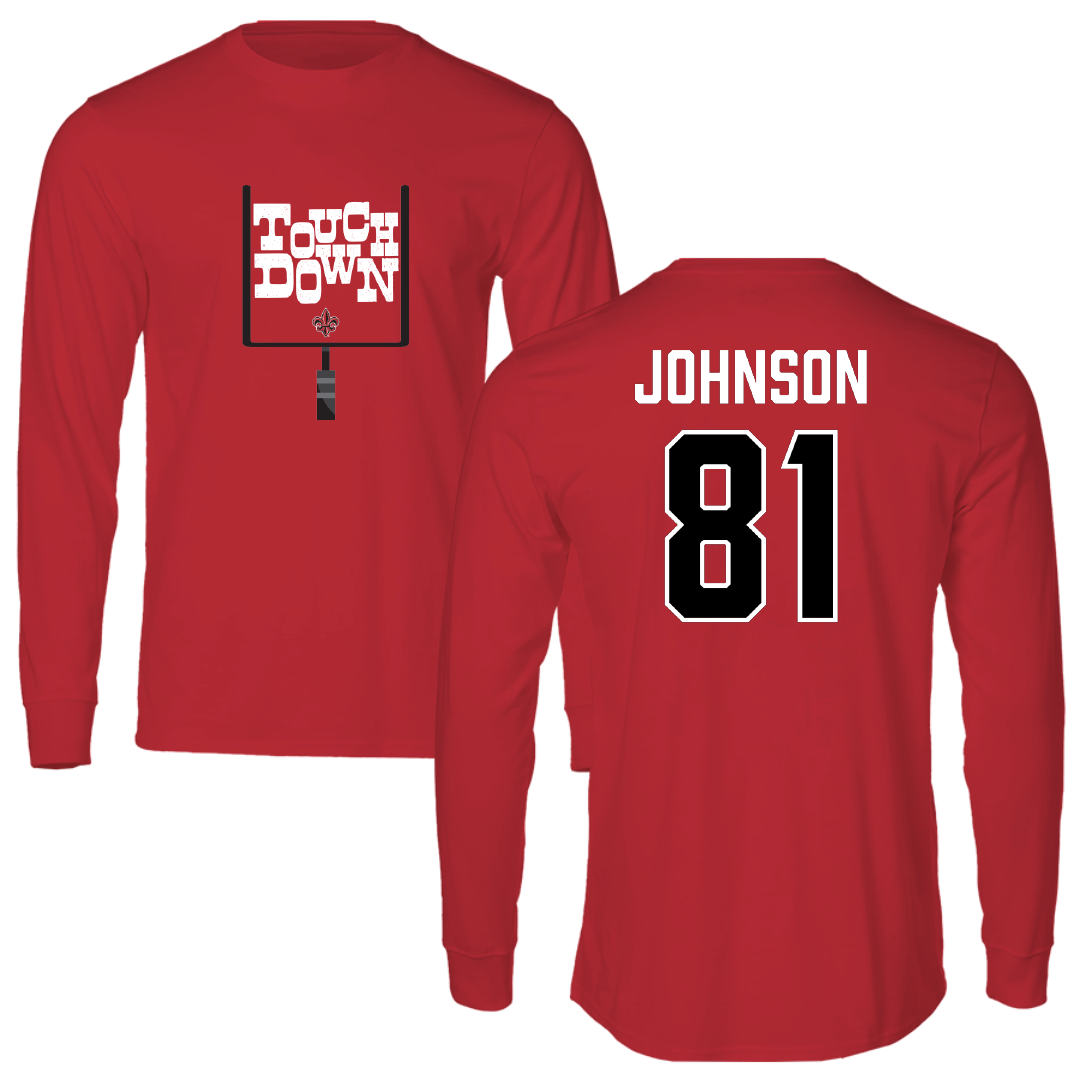 University of Louisiana at Lafayette Football Red Touchdown Performance Long Sleeve - #81 Jaydon Johnson