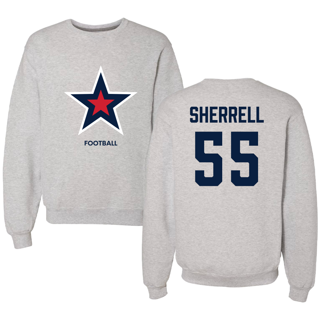 Robert Morris University Football Light Gray Crewneck - #55 Tayvon Sherrell