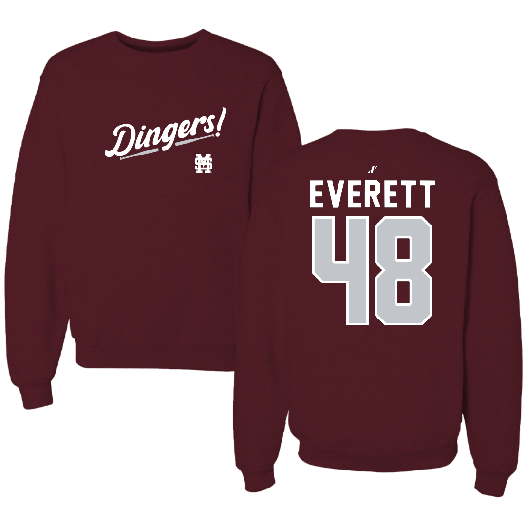 Mississippi State University Softball Maroon Dingers Crewneck - #48 Delainey Everett