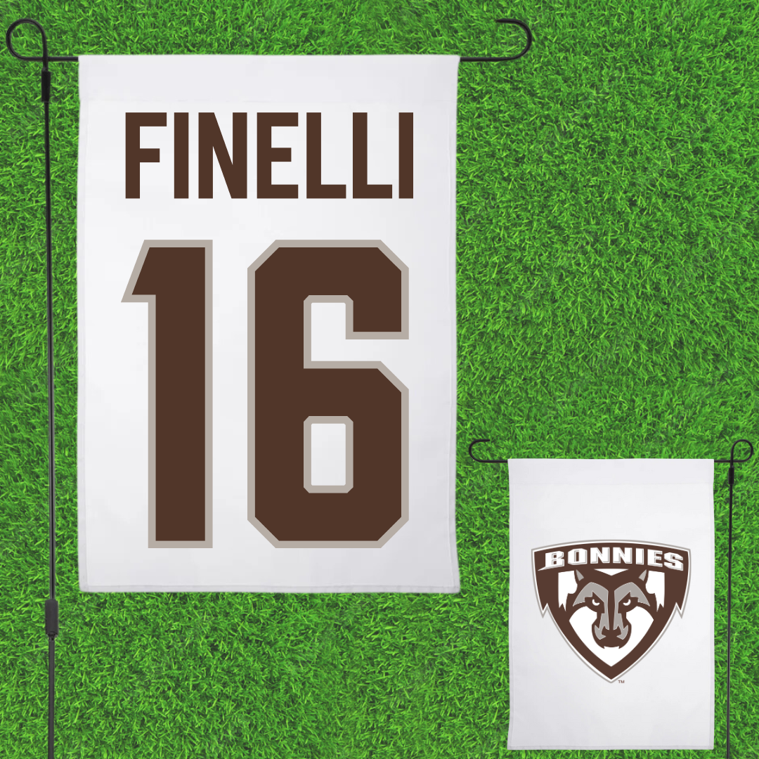 St. Bonaventure University Soccer White Garden Flag - #16 Luc Finelli