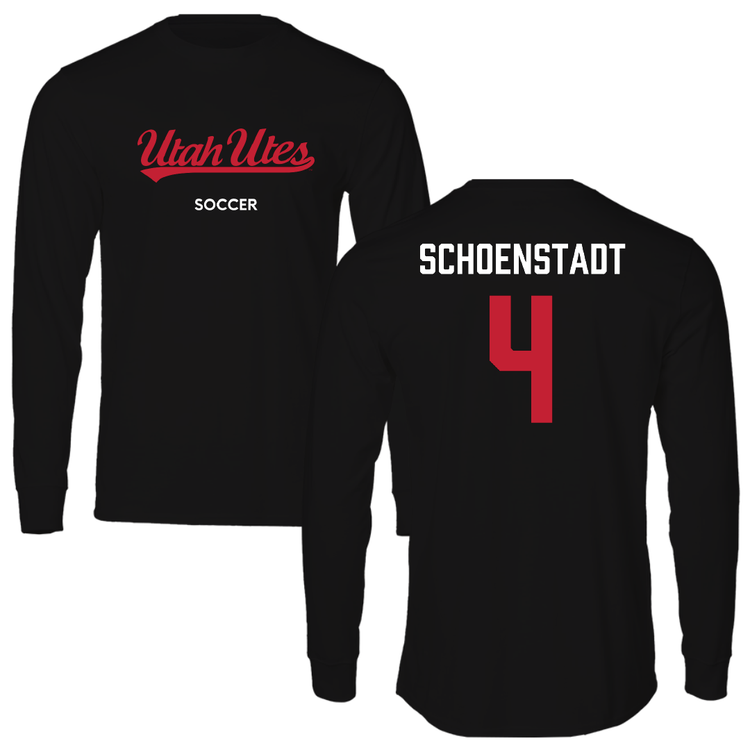 University of Utah Soccer (W) Black Utes Performance Long Sleeve - #4 Alex Schoenstadt