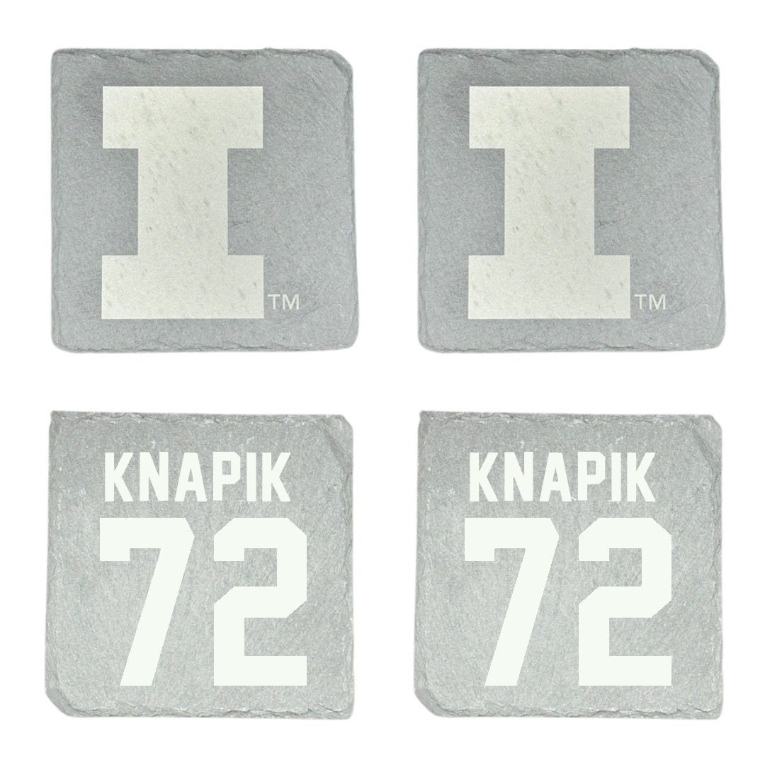 University of Illinois Football Stone Coaster (4 Pack)  - #72 Ayden Knapik