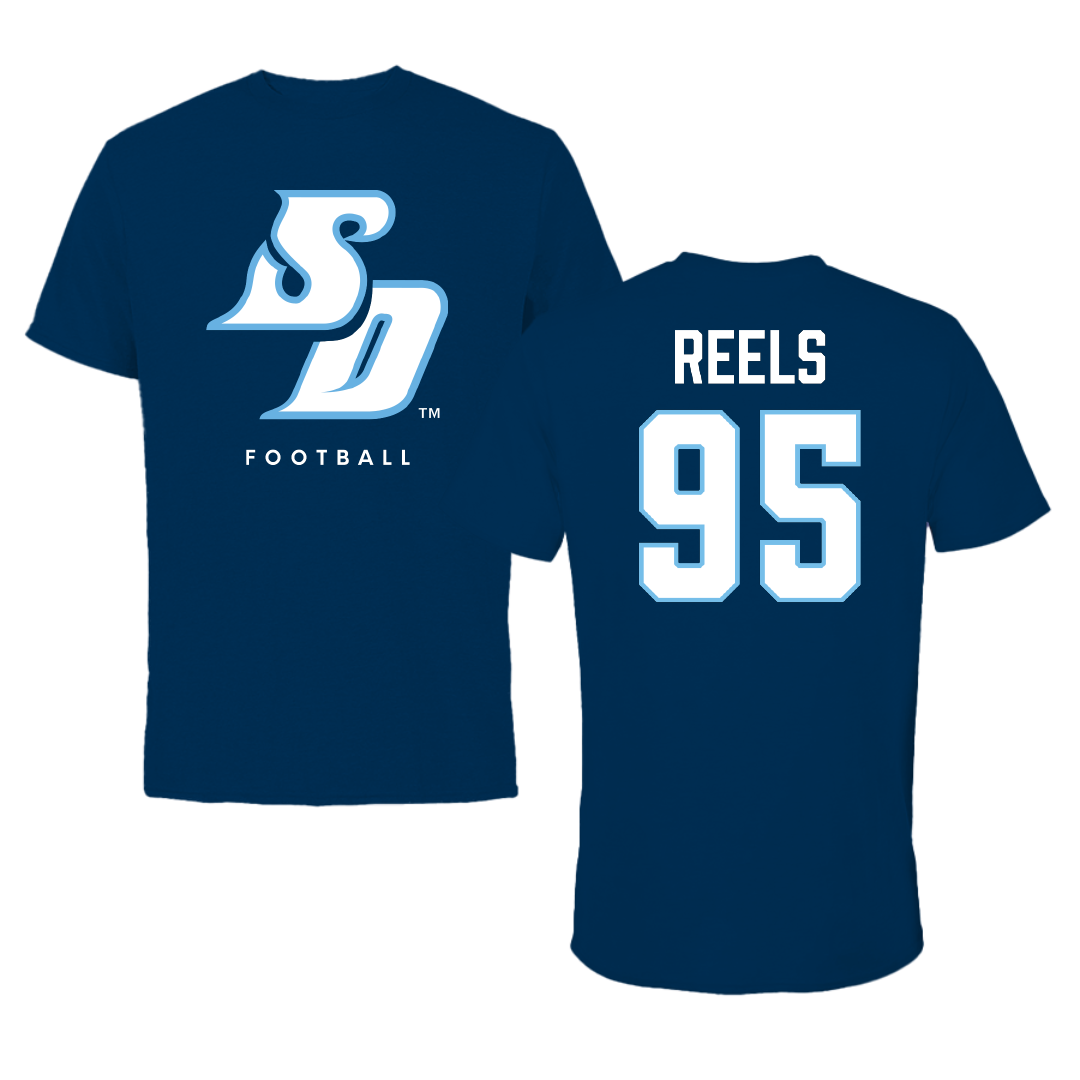 University of San Diego Football Navy Tee - #95 Jae’Von Reels