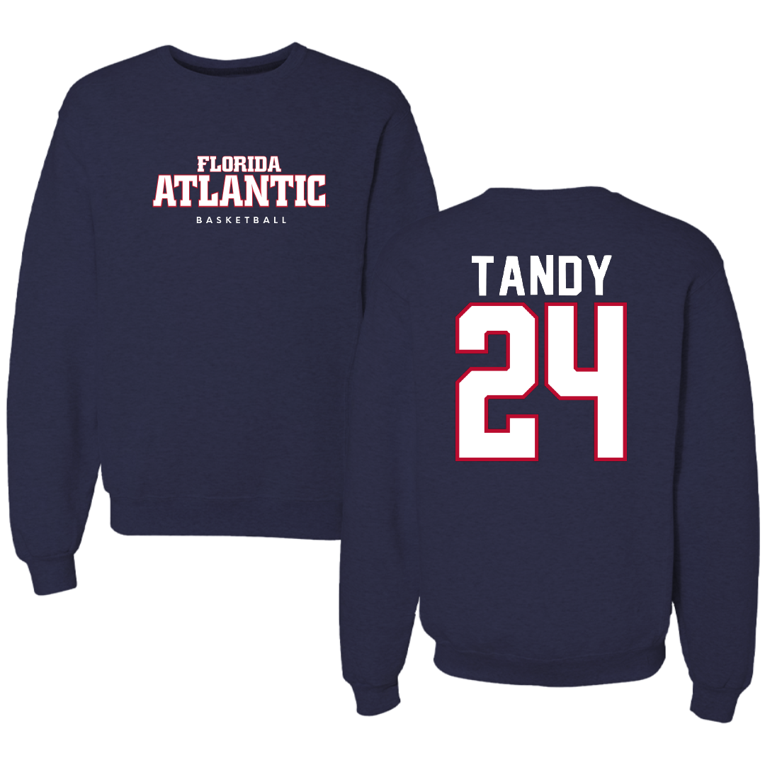 Florida Atlantic University Basketball Navy Crewneck - #24 Dekeyvan Tandy