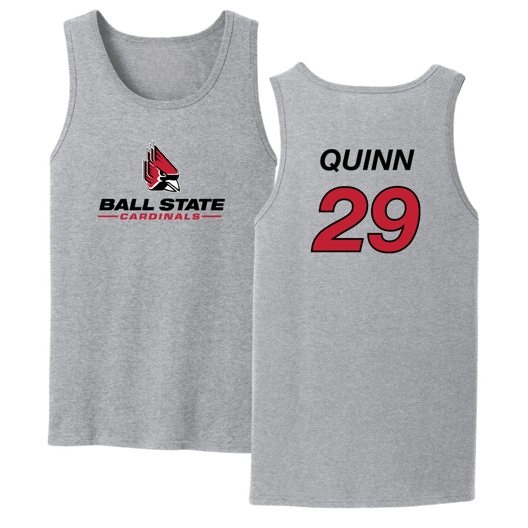 Ball State University Baseball Sport Gray Tank Top - #29 Owen Quinn