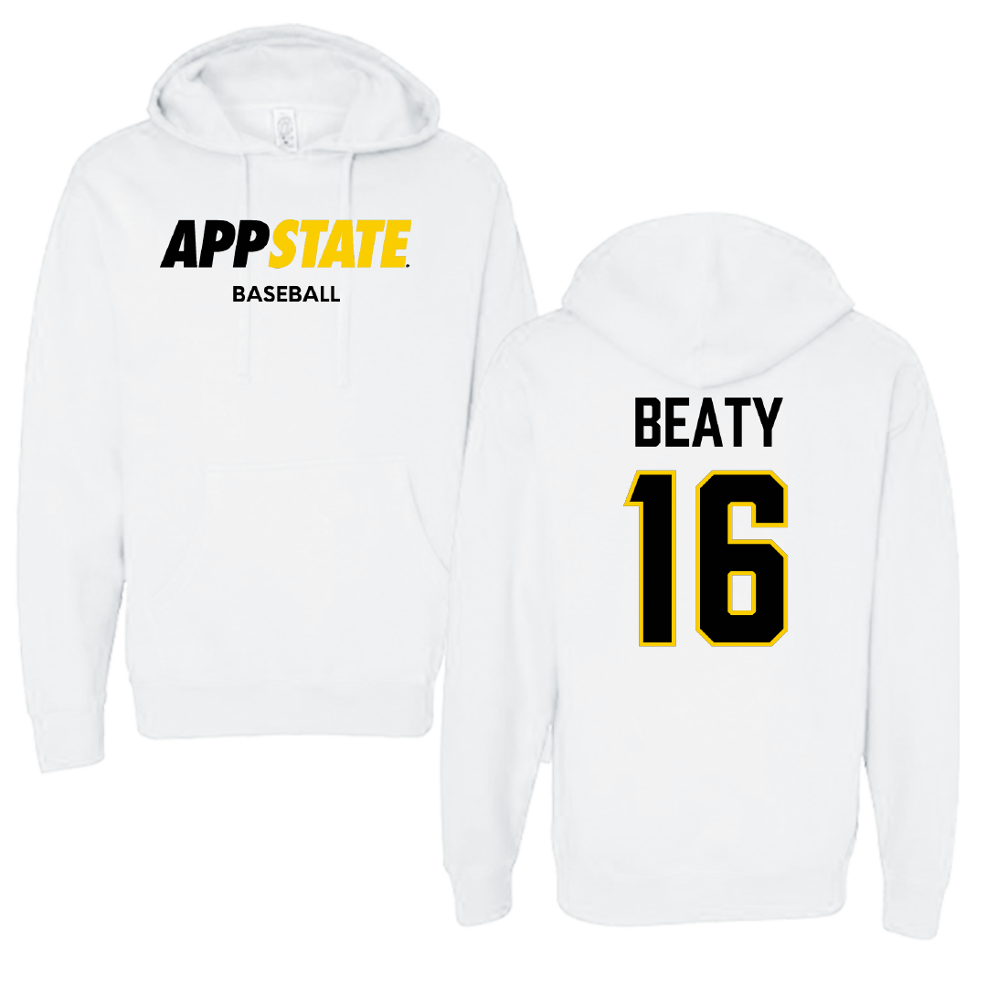 Appalachian State University Baseball White Hoodie - #16 Jake Beaty