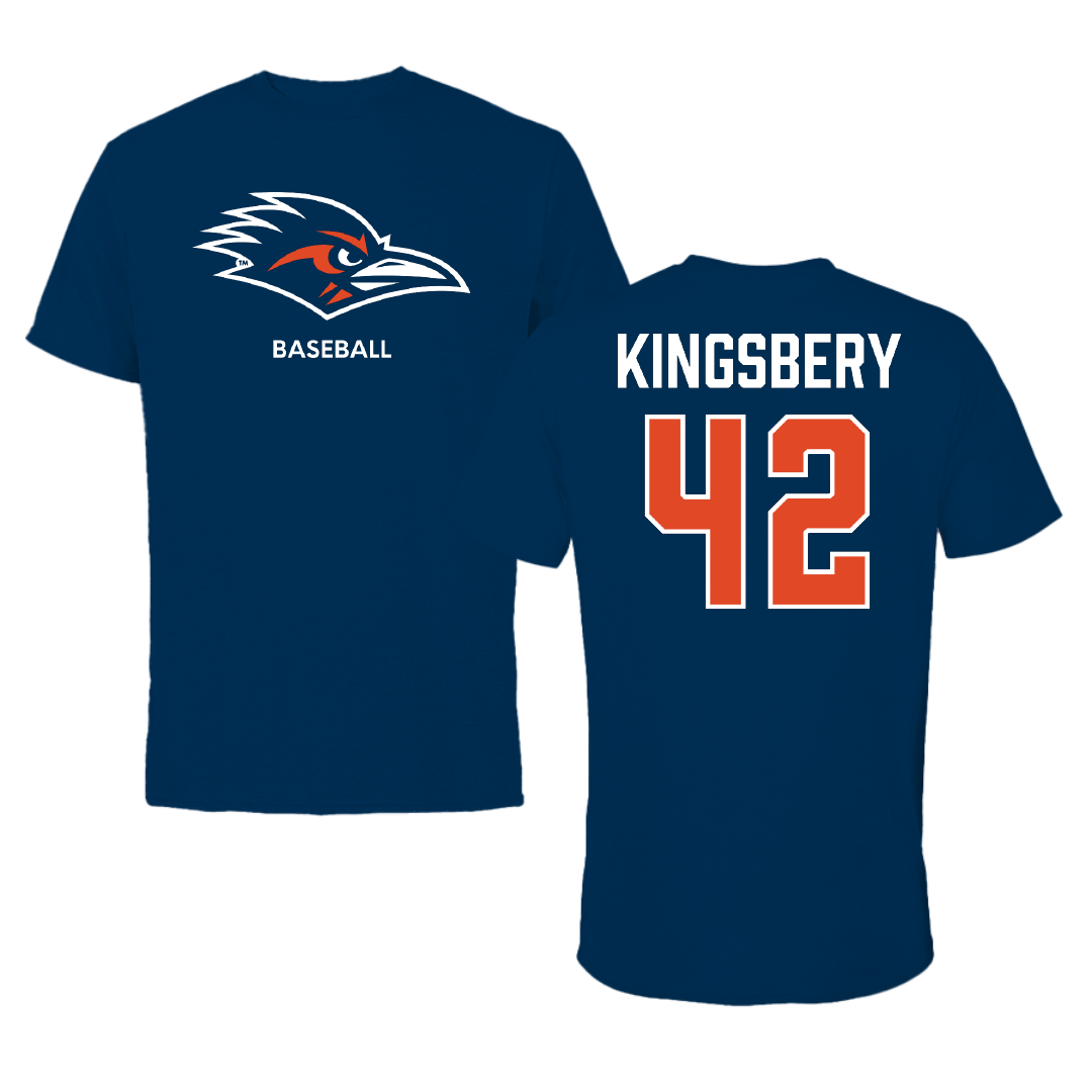 University of Texas at San Antonio Baseball Navy Tee - #42 Fischer Kingsbery