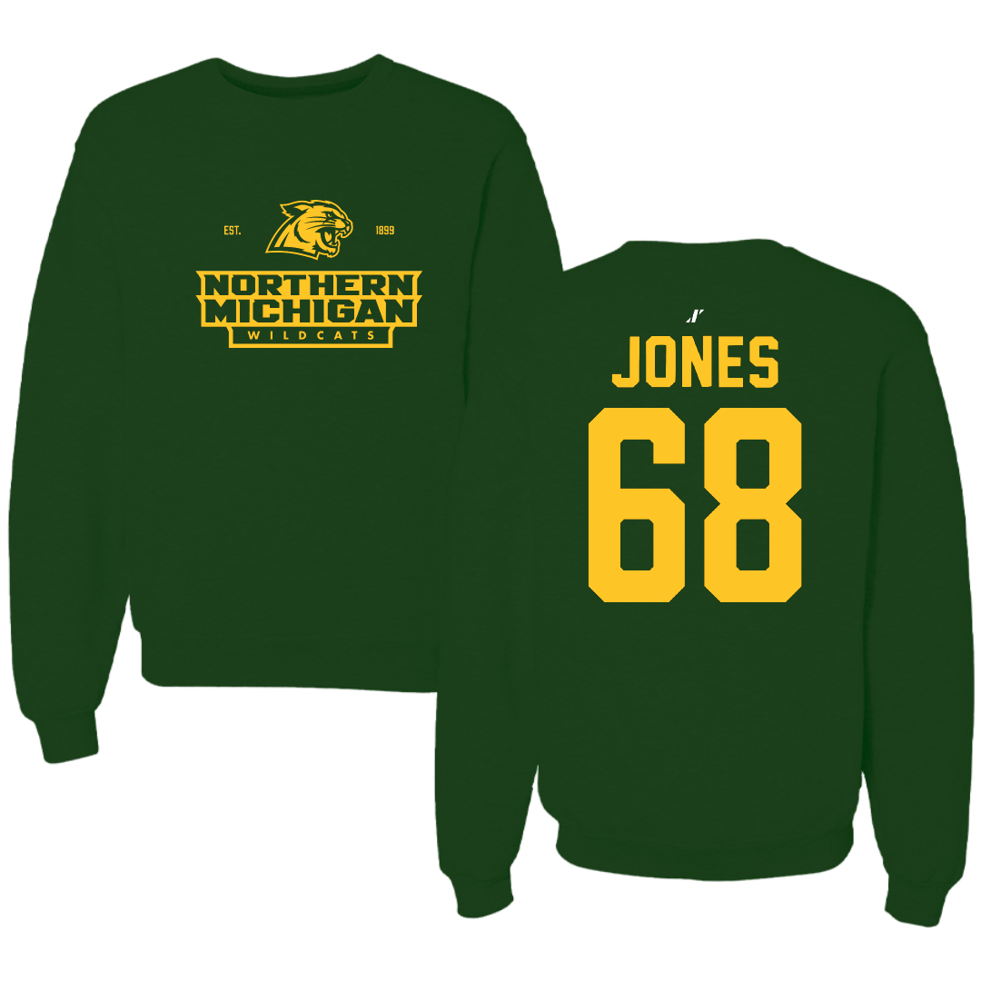 Northern Michigan University Football Forest Green General Crewneck - #68 Tommy Jones