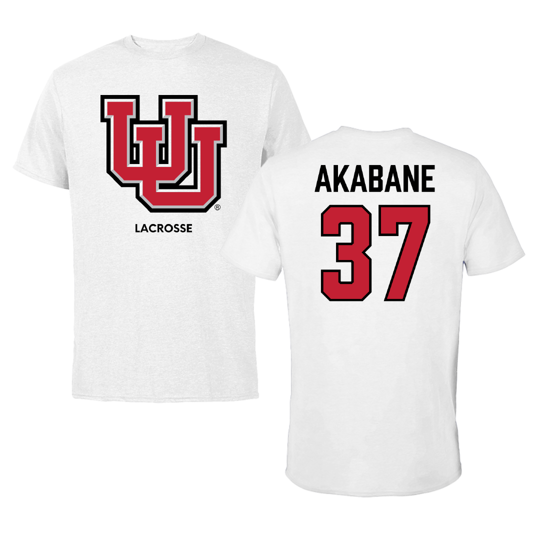 University of Utah Lacrosse (M) White Tee - #37 Trey Akabane