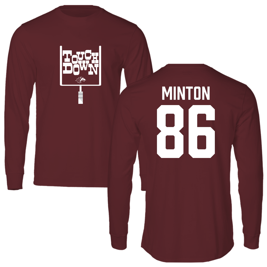 Southern Illinois University at Carbondale Football Maroon Touchdown Performance Long Sleeve - #86 Logan Minton